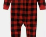 Eddie Bauer Red Black Plaid Buffalo Check Fleece Footed Sleeper Pajama 1... - £14.69 GBP