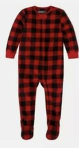 Eddie Bauer Red Black Plaid Buffalo Check Fleece Footed Sleeper Pajama 1... - £14.90 GBP