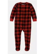 Eddie Bauer Red Black Plaid Buffalo Check Fleece Footed Sleeper Pajama 1... - $18.70