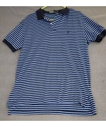Polo Ralph Lauren Vintage Striped Blue Pima Cotton Pique Polo Shirt Pony... - $27.34 CAD