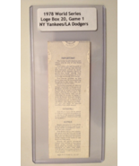 1978 World Series Game 1 Ticket Stub-Seat 20 Loge Box-High Scoring-Reggi... - $68.00