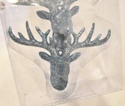 Winter Wonderland Glitter Deer Head Buck Antlers Christmas Tree Ornament New - £11.87 GBP