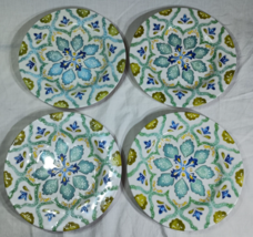 Set of 4 Laurie Gates Melamine Moroccan Boho Floral Salad Bread Plates 8... - $24.49