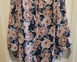 NYDJ Womens XL Blouse Blue Salmon Floral 3/4 Sleeve Button Down Blouse S... - $37.57