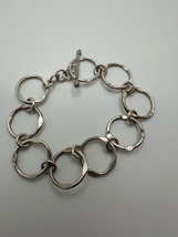 Vintage Handmade Sterling Silver Circle Link Chain Bracelet 7 1/8” - $45.14