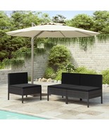 Patio Chairs 3 pcs with Cushions Poly Rattan Black - $427.31 CAD