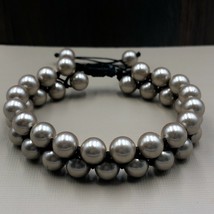Golden Shell Pearl 8x8 mm Beads Stretch 2 Strand Thread Bracelet 2TB-93 - £12.64 GBP