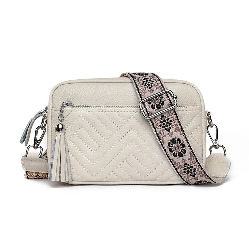 Luxury Designer Genuine Leather Women Small Handbag Tassels Cowhide Cros... - $43.56