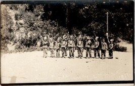 Boys Wearing Indian Costume RPPC Painted Faces 1911 Indian Drill Postcar... - $49.95