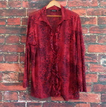 Avenue Women&#39;s Blouse Plus 22/24 Red Animal Print w/ Metallic Shimmer - £5.06 GBP