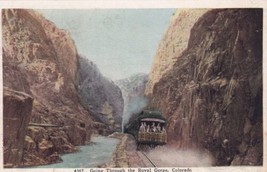 Going Through Royal Gorge Train Colorado CO Rio Grande Railroad Postcard D60 - £2.34 GBP