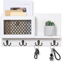 Key and Mail Holder for Wall Decorative Rustic Mail Wall Mount Wooden Organizer - £26.73 GBP