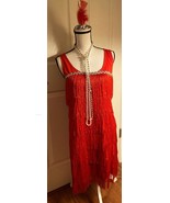 Spirit Large Red Flapper Halloween Costume Fringe Silver Sequins Headban... - $312.20 MXN