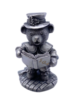 Fort USA Pewter Caroler Bear Man Male Joy Cap Art Figurine #2 2 2&quot; Figure - £25.83 GBP