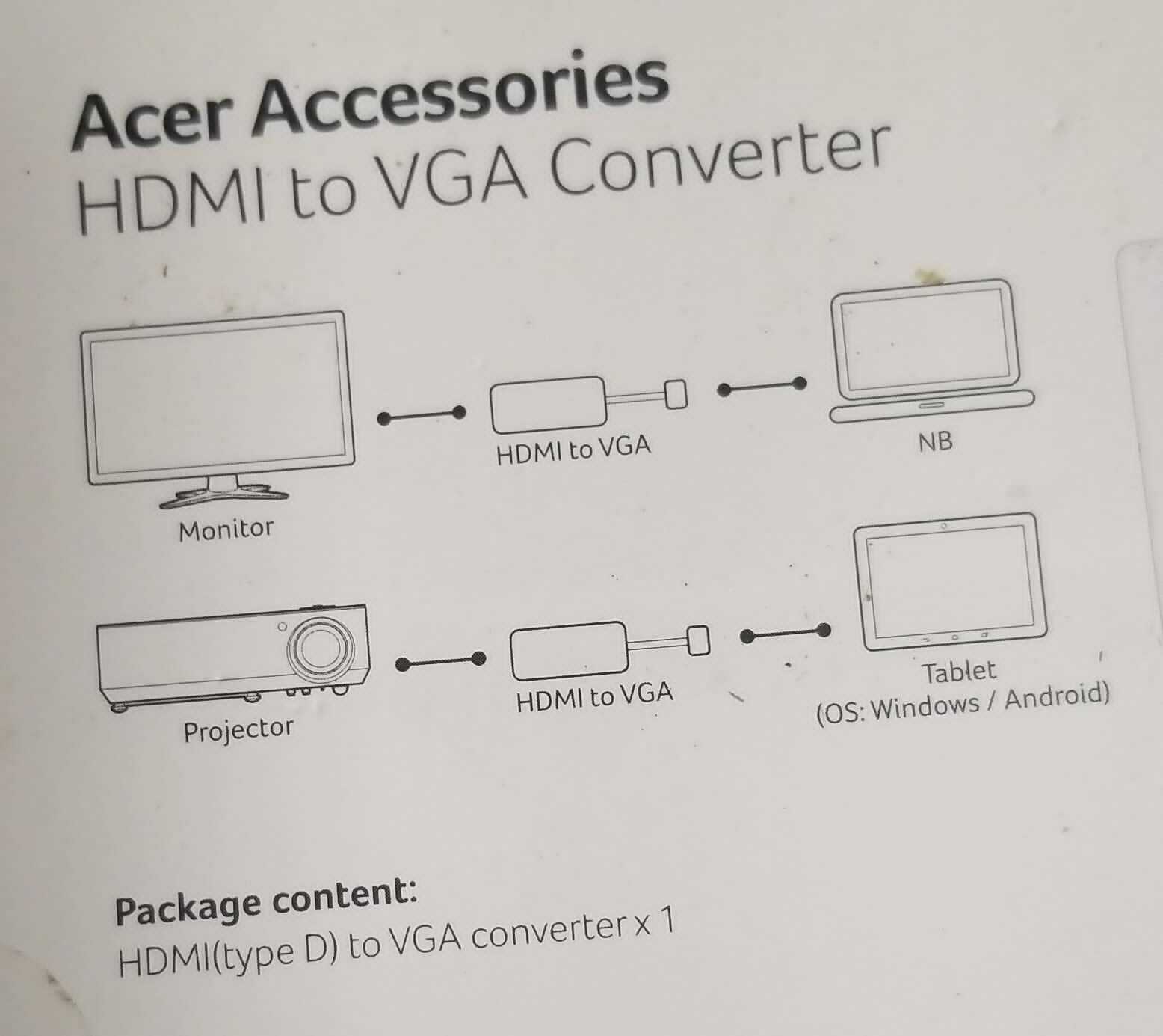 Acer Explore Beyond Limits Acer Accessories  HDMI To VGA Converter (LOC TUB L-51 Item image 3