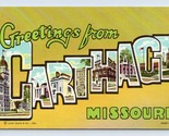Grande Lettera Greetings From Carthage Missouri MO Unp Lino Cartolina N7 - £5.72 GBP