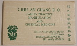 Chiu An Chang Family Practice Vintage Business Card Tuscan Arizona bc8 - $3.95