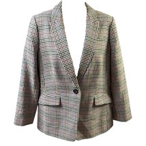 Talbot&#39;s Blazer Jacket Multicolor Houndstooth One Button Petite 10P Lined Wool - $37.99