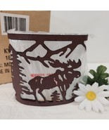 Rustic Moose &amp; Trees Candle Holder Tea Light Votive Glass &amp; Metal NIB Gift - $16.44