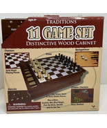Traditions 11 Game Set Distinctive Wood Cabinet Checker backgammon chess... - £22.04 GBP