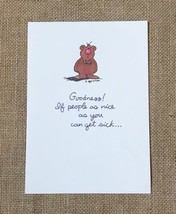 J Benton Illustration Get Well Greeting Card Sad Teddy Bear Bow Tie Pink... - $6.93
