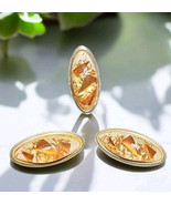 Vintage Lucite Ring &amp; Earrings Set Copper Flake Embedded Marquise Retro MCM - €69,39 EUR