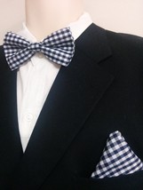 GINGHAM BOWTIES COLORS tie or pocket square Choose colors Sizes Boy, Men... - $11.00
