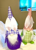 2 Gnomes Purple And Green Shelf Sitters Bunny Ears - £16.14 GBP