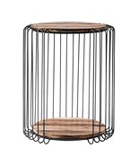 24 Inch Modern Black and Rustic Brown Round End Table - €459,37 EUR