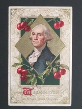 George Washington Cherries Patriotic Gold Embossed Winsch Back Postcard c1900s - £7.91 GBP