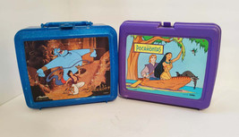 Vintage 90s Disney Pocahontas &amp; Aladdin Genie lunch box lunchbox Lot - $24.74