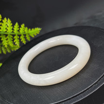 Natural Certified Sugar White Hetian Nephrite Bangle 59MM - £467.61 GBP