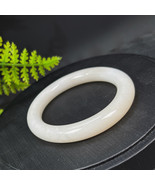 Natural Certified Sugar White Hetian Nephrite Bangle 59MM - £450.51 GBP