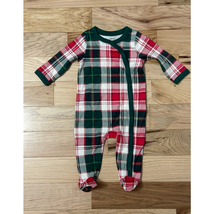 Nordstrom Baby Footed Sleeper Green Red Holiday Plaid Long Sleeve 3 Mont... - £24.40 GBP