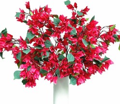Pack of 4 Artificial Bougainvillea Silk Flowers Branches Faux Artificial Bougain - £45.51 GBP