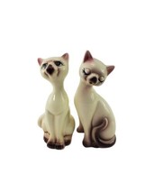 Vintage Ceramic Siamese Cat Statue Figurines MCM Pair Lot Set of 2  - $54.40