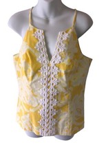 Lilly Pulitzer Magnolia Halter Top Banana Daiquiri Dandelion Yellow White Lace 8 - $60.50