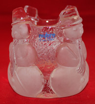 Nybro Sweden Handmade Glass Snowman Votive Candle Holder Scandinavian Art Cute - $46.29