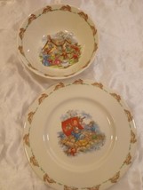 Vintage Royal Doulton &quot;Bunnykins&quot; 1936 English Fine China Plate &amp; Bowl-Play Time - £22.29 GBP