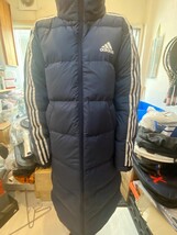 Adidas 3-Stripes Long Down Padding Unisex Coat Outdoor Navy [US:M] NWT H... - £149.31 GBP