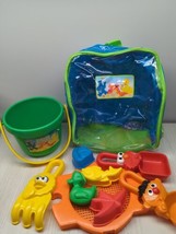 Sesame Street sand toys beach backpack shovels pail elmo zoe big bird vintage - £23.44 GBP