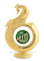 Golden Peacock Shape Allah Symbol 12 cm Car Dashboard Idol Muslim Religious Show - £23.67 GBP