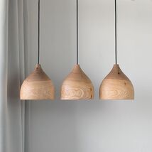 Handmade wooden pendant light, Rustic Scandinavian ceiling lamp for kitc... - $160.00