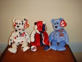 Ty Beanie Babies America, Glory, Patriot 3 Patriotic Bears - £18.95 GBP