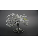 Handcrafted Galvanized Steel Metal Wire Bonsai Tree Sculpture w/gemstone... - £173.01 GBP