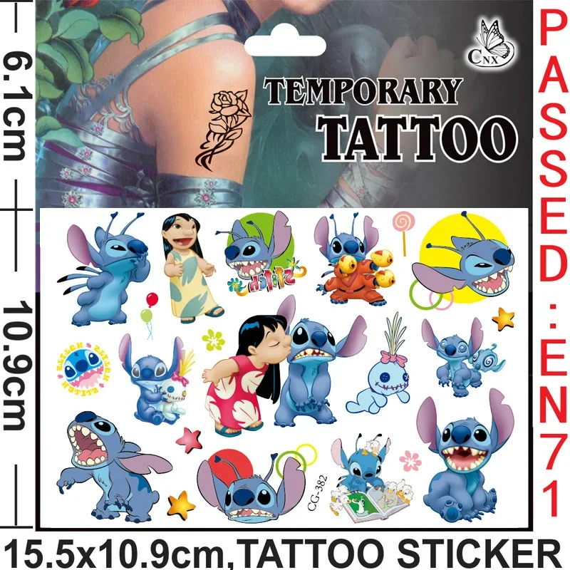 Disney Movies Lilo Stitch Tattoo Stickers 8styles Stitch Cute Anime Figu... - $3.12 CAD