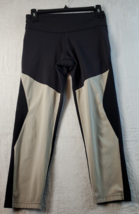 Reebok Leggings Womens Size Small Black Tan Mesh Panels Nylon Logo Pull On - £8.96 GBP