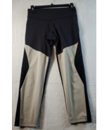 Reebok Leggings Womens Size Small Black Tan Mesh Panels Nylon Logo Pull On - £8.96 GBP