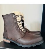 SOREL Emelie Genuine Shearling Lamb Fur Short Lace-Up Boot, Brown, Size ... - €120,06 EUR