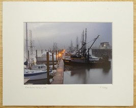 Tom Adams Photography Boats Charleston Harbor Winter Oregon Matted Photo Art - £19.54 GBP